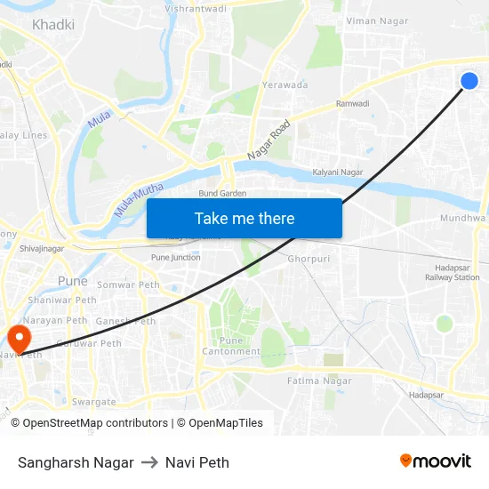 संघर्ष नगर to नवी पेठ map