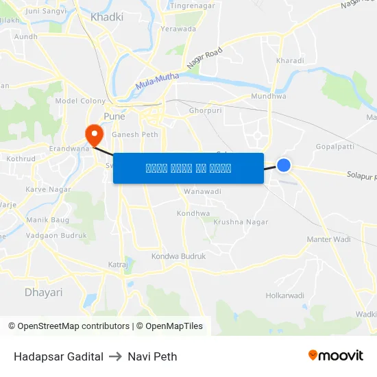 हडपसर गडीटाल to नवी पेठ map