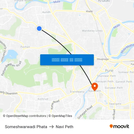 सोमेश्वरवाडी फाटा to नवी पेठ map
