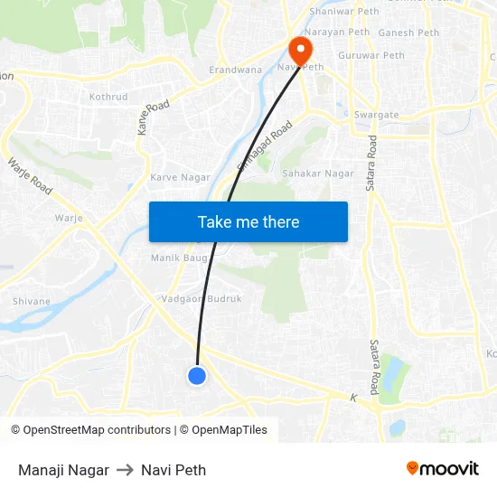 मनाजी नगर to नवी पेठ map