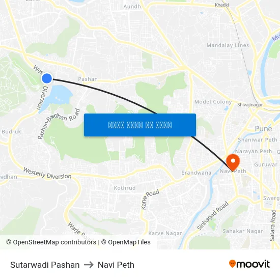 सुतारवाडी पाषाण to नवी पेठ map