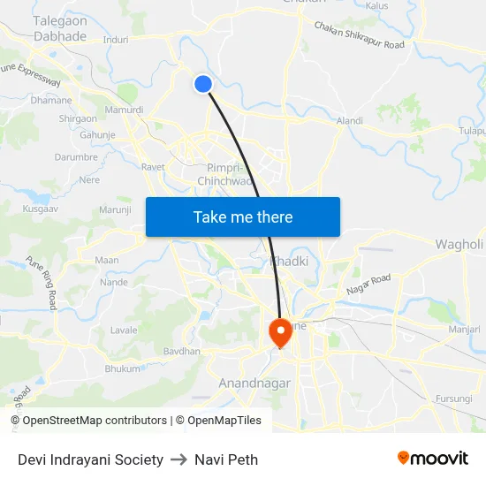 देवी इंद्रायणी सोसायटी to नवी पेठ map