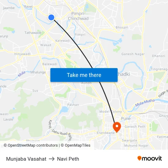 मुंजाबा वसाहत to नवी पेठ map