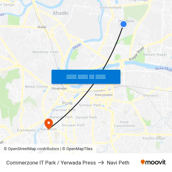 कॉमरझोन आईटी पार्क / येरवाडा प्रेस to नवी पेठ map