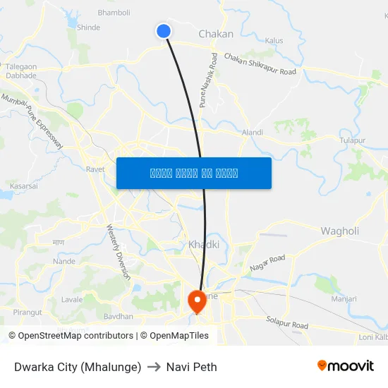 द्वारका सिटी (म्हालुंगे) to नवी पेठ map