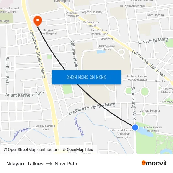 निलयम टॉकीज to नवी पेठ map
