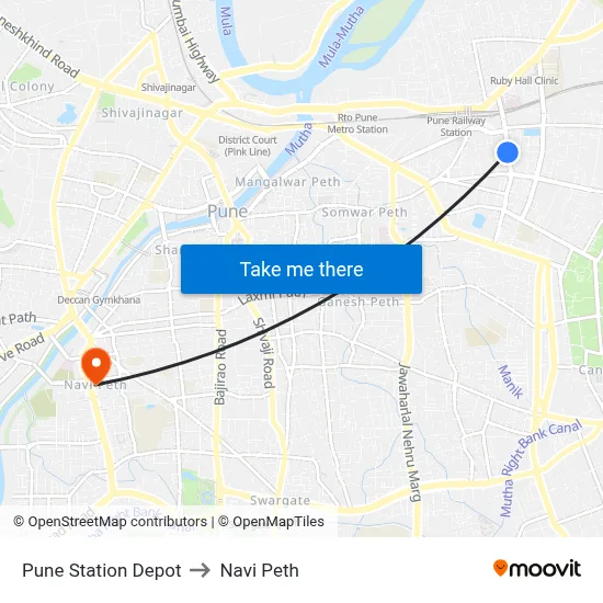 पुणे स्टेशन डेपो to नवी पेठ map