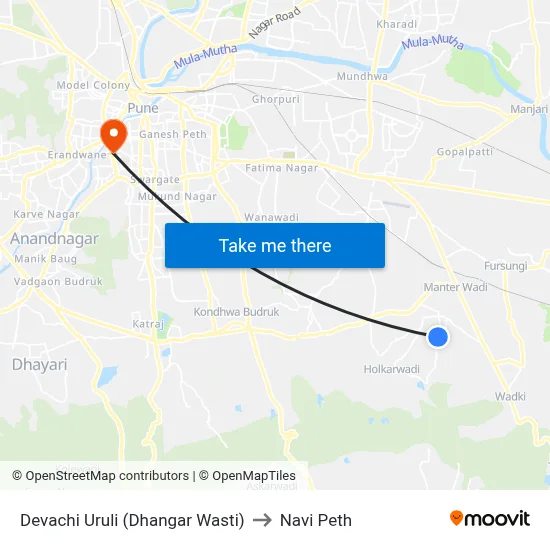देवाची उरुली (धनगर वस्ती) to नवी पेठ map