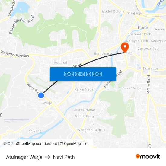 अतुलनगर वारजे to नवी पेठ map