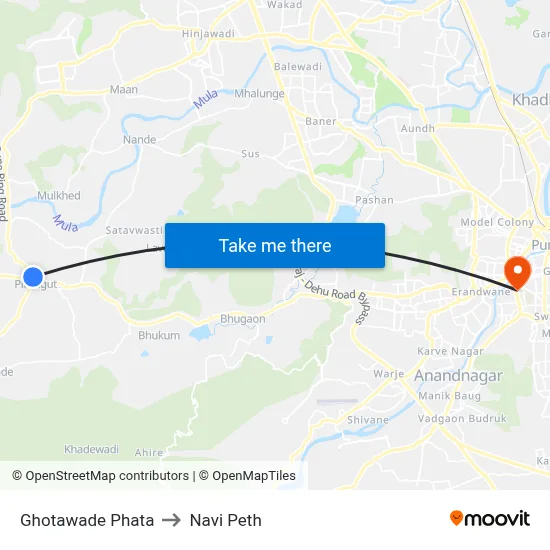 घोटावडे फाटा to नवी पेठ map