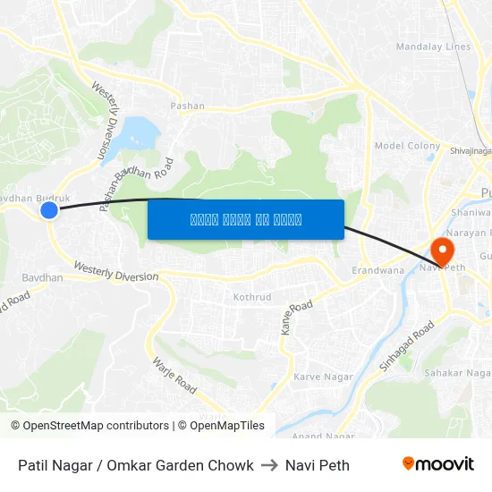 पाटील नगर / ओमकार गार्डन चौक to नवी पेठ map