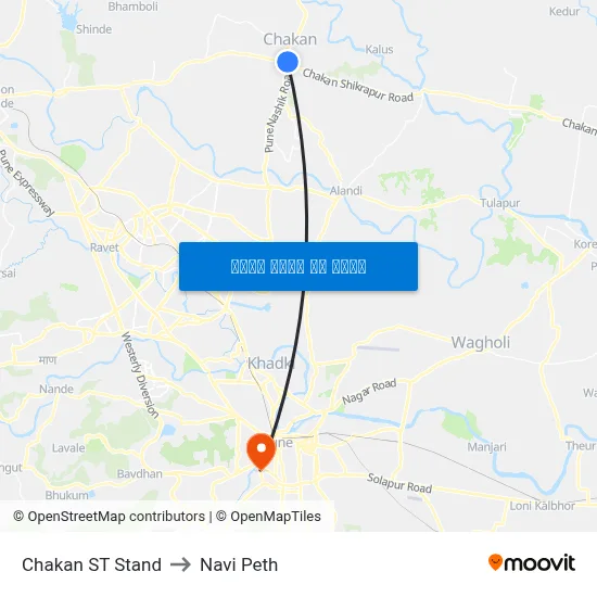 चाकण एसटी स्टैंड to नवी पेठ map