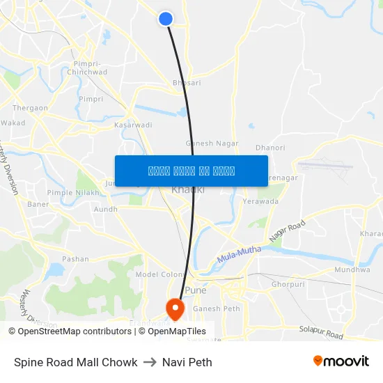 Spine Road Mall Chowk to Navi Peth map