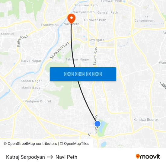 कात्रज सर्पोद्यान to नवी पेठ map