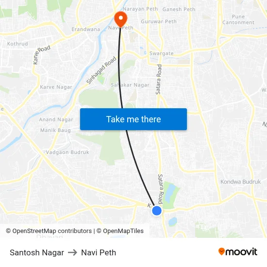 Santosh Nagar to Navi Peth map