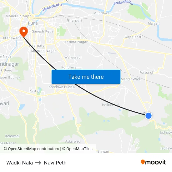 वाडकी नाला to नवी पेठ map