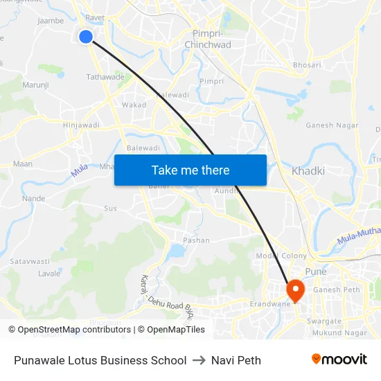 पुनावले लोटस बिजनेस स्कूल to नवी पेठ map