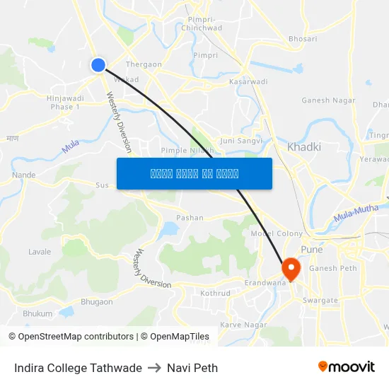 इंदिरा कॉलेज तथवडे to नवी पेठ map