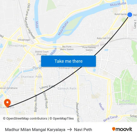 मधुर मिलन मंगल कार्यालय to नवी पेठ map