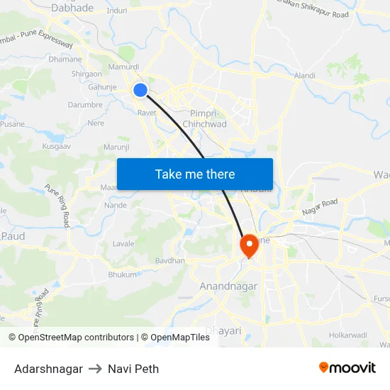 आदर्शनगर to नवी पेठ map