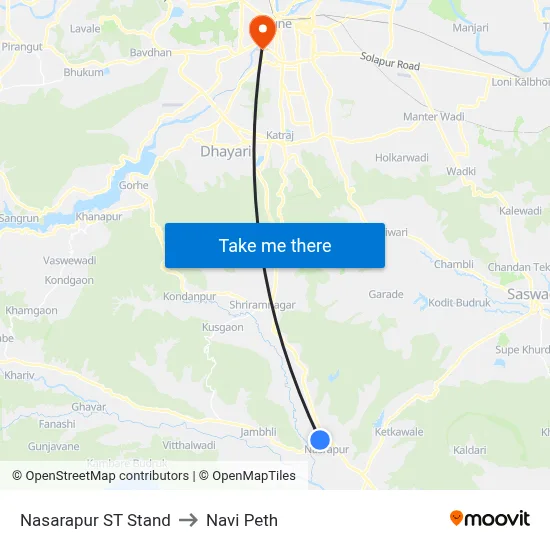 Nasarapur ST Stand to Navi Peth map