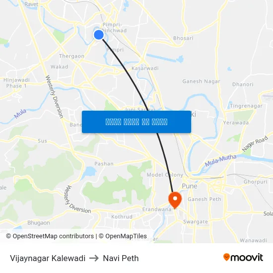विजयनगर कालेवाडी to नवी पेठ map
