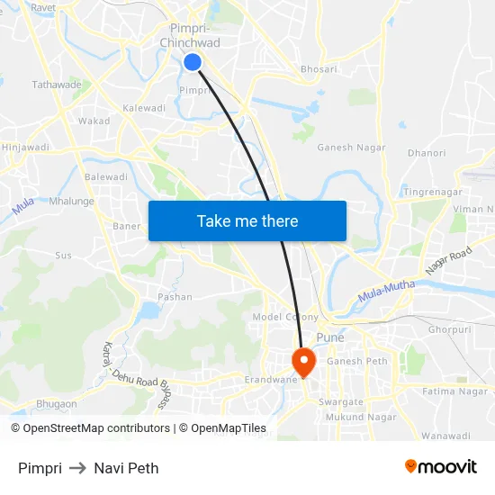 पिंपरी to नवी पेठ map