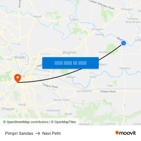 पिंपरी सांडस to नवी पेठ map