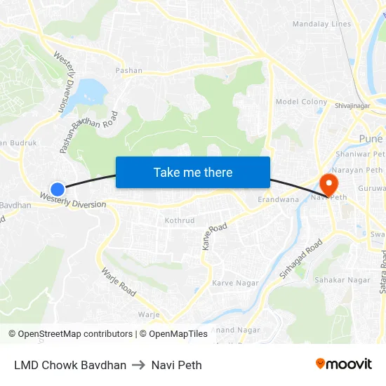 LMD Chowk Bavdhan to Navi Peth map