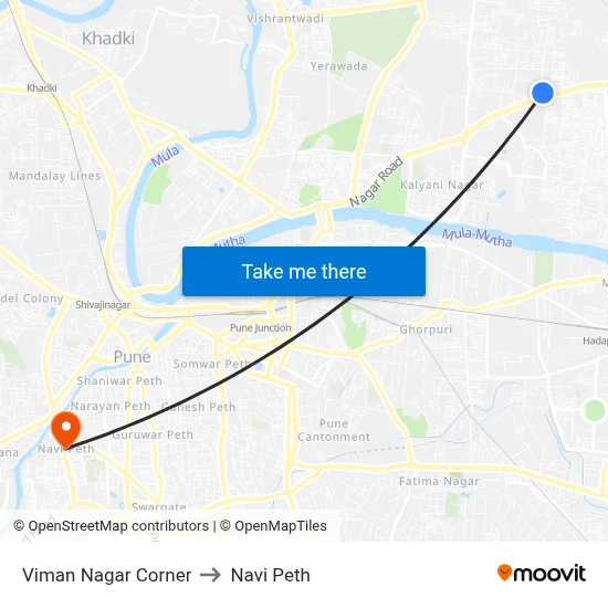 Viman Nagar Corner to Navi Peth map