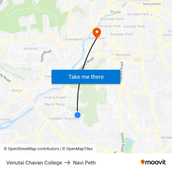 वेणूताई चव्हाण कॉलेज to नवी पेठ map