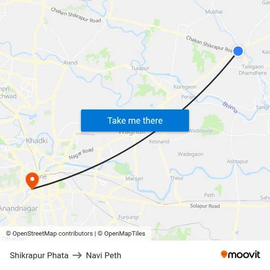 शिक्रापुर फाटा to नवी पेठ map