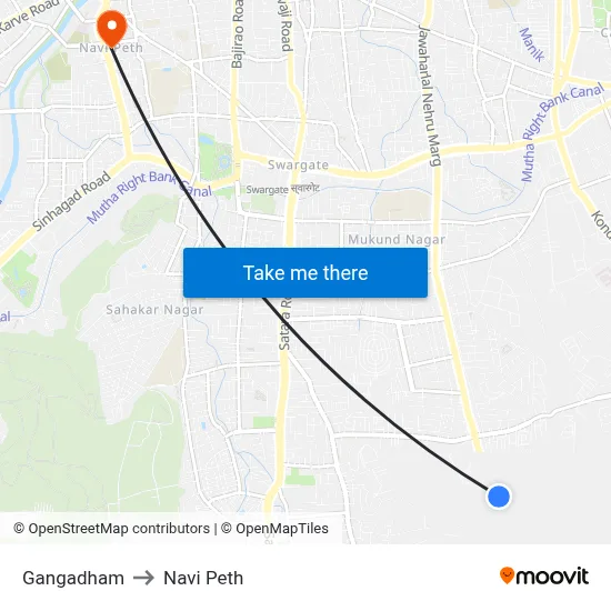 गंगाधाम to नवी पेठ map