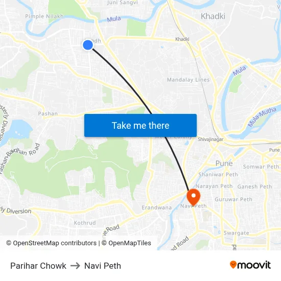 परिहार चौक to नवी पेठ map