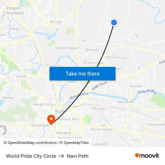 वर्ल्ड प्राइड सिटी सर्कल to नवी पेठ map