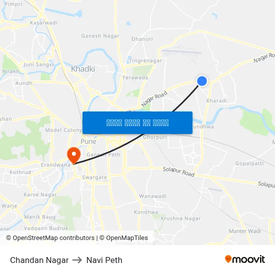 चंदन नगर to नवी पेठ map