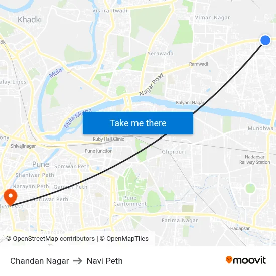 चंदन नगर to नवी पेठ map