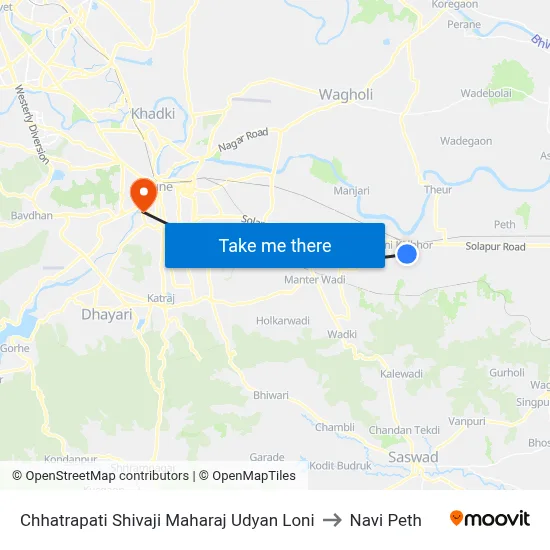 छत्रपति शिवाजी महाराज उद्यान लोणी to नवी पेठ map