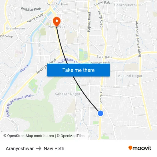 अरण्येश्वर to नवी पेठ map