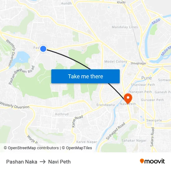 Pashan Naka to Navi Peth map