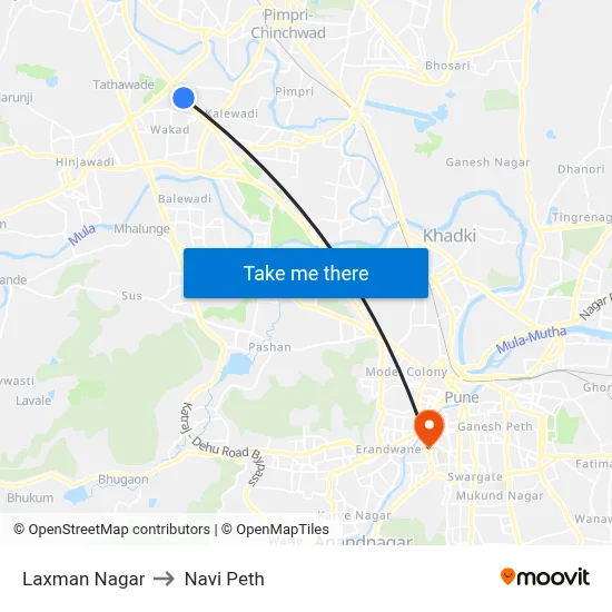 लक्ष्मण नगर to नवी पेठ map
