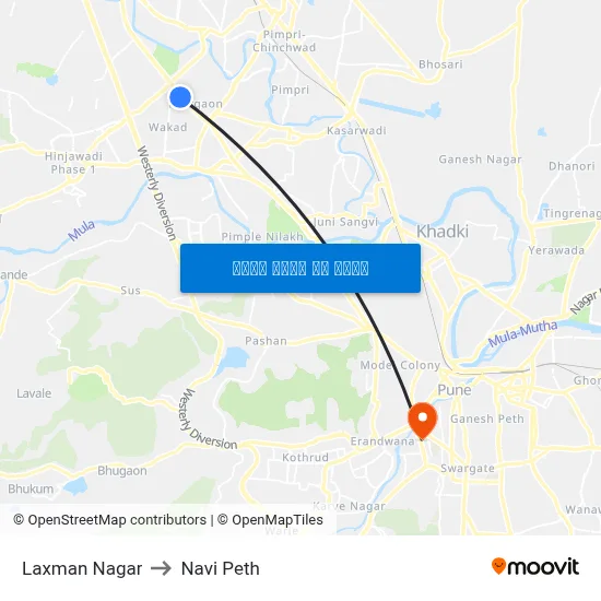 लक्ष्मण नगर to नवी पेठ map