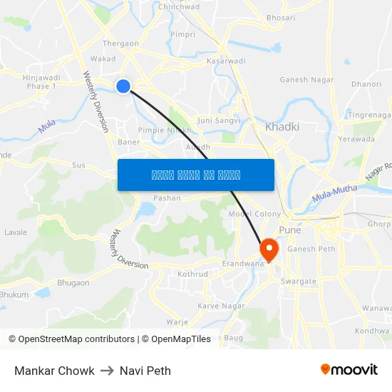 मानकर चौक to नवी पेठ map