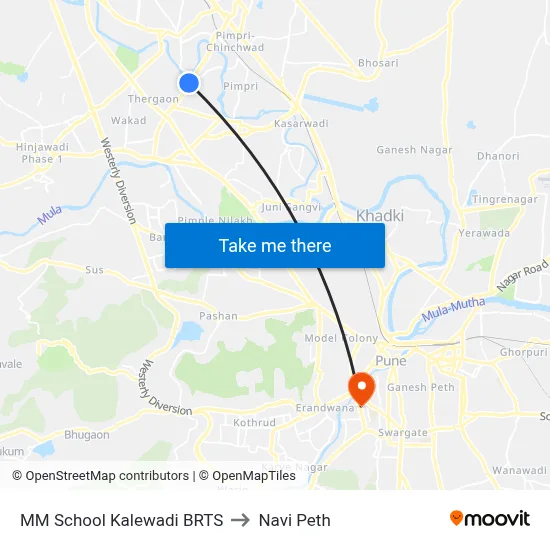 MM School Kalewadi BRTS to नवी पेठ map