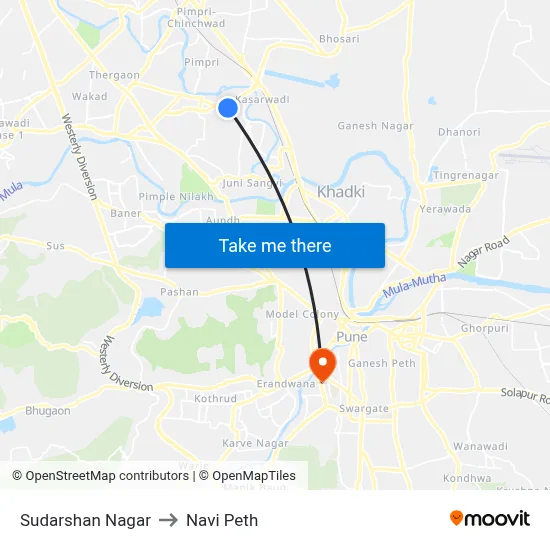 सुदर्शन नगर to नवी पेठ map