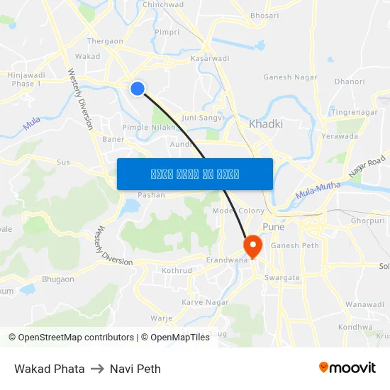 वाकड़ फाटा to नवी पेठ map