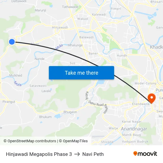 हिंजवाडी मेगापोलिस फेज 3 to नवी पेठ map