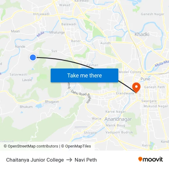 चैतन्य जूनियर कॉलेज to नवी पेठ map