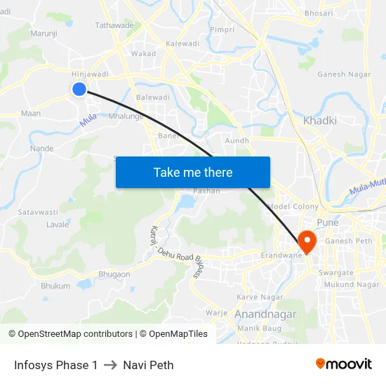 इन्फोसिस फेज 1 to नवी पेठ map