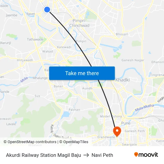 आकुर्डी रेलवे स्टेशन मागील बाजू to नवी पेठ map